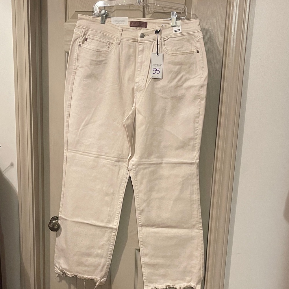 Judy Blue Cream Straight Leg Jeans